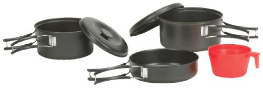 Stansport Non Stick Steel One Person Cookware Set, Black Granite