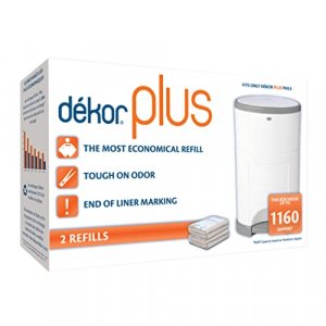 Dekor Plus Diaper Pail Refills | 2 Count | Most Economical Refill System | Quick & Easy to Replace | No Preset Bag Size Use Only What You Need | Excl