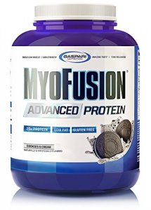 Gaspari Nutrition Myofusion Advanced Protein Protein Blend with Whey Protein Casein Protein and Isolate Protein Low Fat and (4lbs Cookies and Cream)