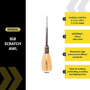 General Tools Scratch Awl Tool with Hardwood Handle - Scribe, Layout Work,  & Piercing Wood - Alloy Steel Blade - Imported Products from USA - iBhejo