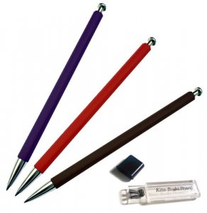 Kitaboshi 2.0mm Mechanical Pencil, Wooden Barrel, With Lead Sharpener, #1  B, Black Lead, 1ea (OTP-680NST), natural wood color w/sharpener