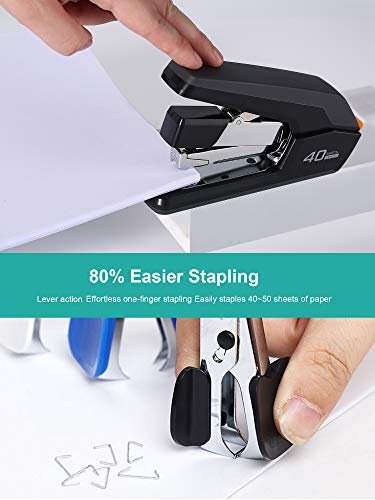 Deli Stapler, Desktop Stapler, Office Stapler, 20 Sheet Capacity, Includes  1000 Staples and Staple Remover, Black