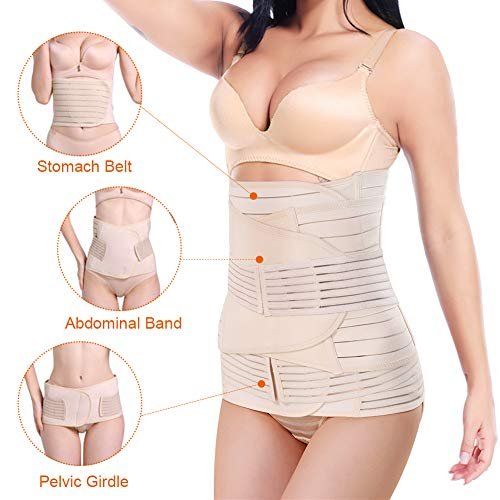 Postpartum Belly Wrap Shapewear 3 in 1 Support Recovery Girdle Wrap Waist  Slimming Body Shaper Trainer Belly- Postnatal Waist Trainer Corset -  C-Section Recovery Band Abdominal Girdle 