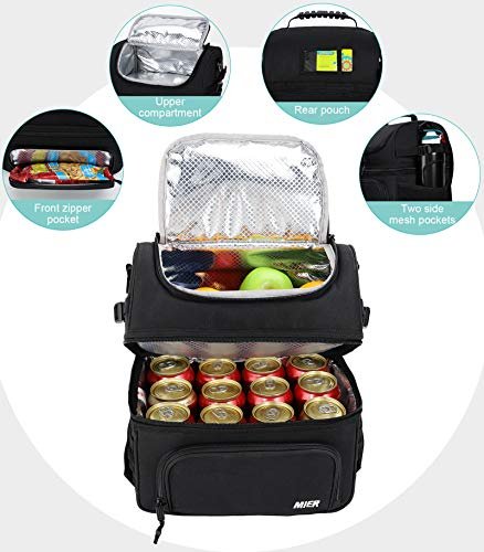 MIER Stylish Lunch Bag for Women Insulated Lunch Box Totes, Black