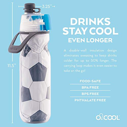 O2 COOL ArcticSqueeze Mist 'N Sip 20 oz Soccer Water Bottle