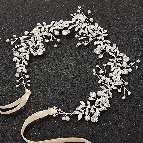 SWEETV Silver Bridal Headband Crystal Wedding Headpieces for Bride