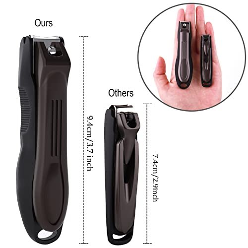 GLAMFIELDS Nail Clippers with No Splash Storage Box, Large Fingernail  Toenail Clipper Detachable Easy Clean Nail Cutter Trimmer with Nail Files  for Men & Women, Leather Case Packed(Black -1Pack) 