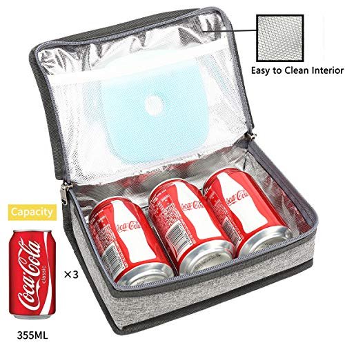  FlowFly Small Insulated Lunch box Portable Soft Bag Mini Cooler  Thermal Meal Tote Kit with Handle for Work & School, Red: Home & Kitchen