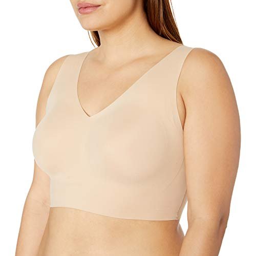 Calvin Klein Women'S Invisibles Comfort Seamless Lightly Lined V Neck Bralette  Bra, Beige, Medium - Imported Products from USA - iBhejo