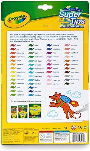Crayola Markers - 50 Super Tip Colors, Washable