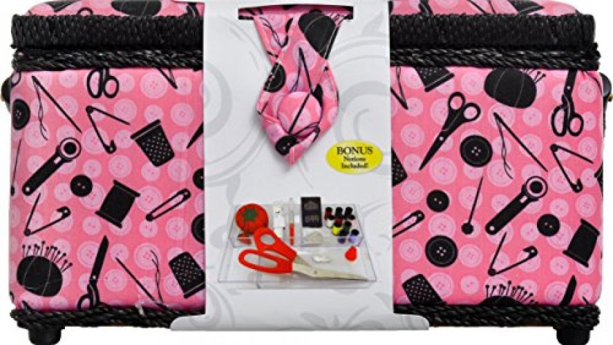 SINGER 07276 Sewing Basket with Sewing Kit Accessories, Pink & Black -  Imported Products from USA - iBhejo