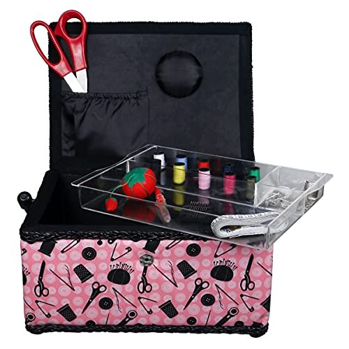 SINGER 07276 Sewing Basket with Sewing Kit Accessories, Pink & Black -  Imported Products from USA - iBhejo