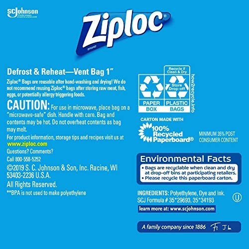  Ziploc Pint Food Storage Freezer Bags, Grip 'n Seal Technology  for Easier Grip, Open, and Close, 20 Count : Grocery & Gourmet Food