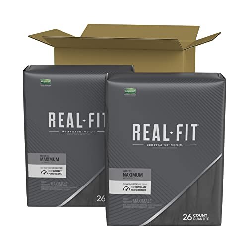  Depend Real Fit Incontinence Underwear for Men, Disposable,  Maximum Absorbency, Large/Extra Large, Black, 52 Count, Packaging May Vary  : Health & Household