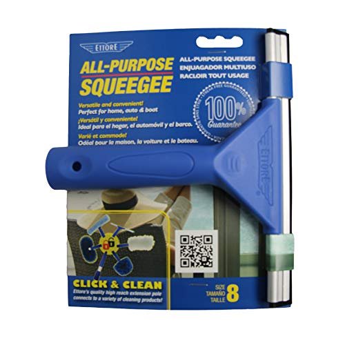 Ettore-17008 8-Inch All Purpose Window Squeegee with Lifetime Silicone  Rubber Blade, Blue