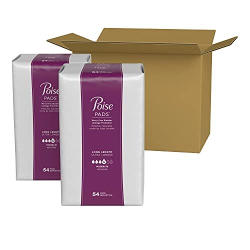 Poise Incontinence Pads for Women, 4 Drop, Moderate Absorbency, 54