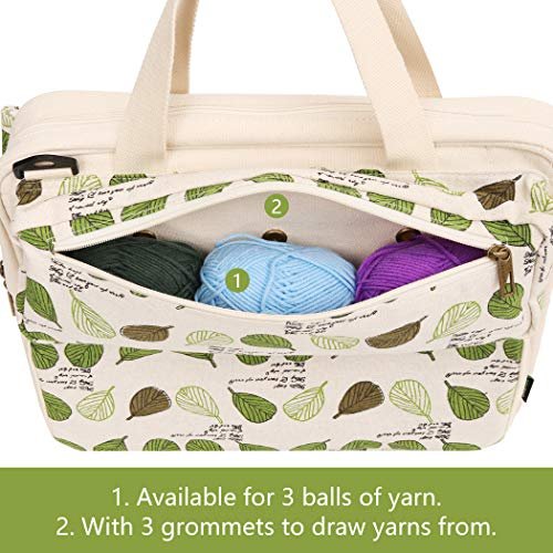 Lavievert Knitting Tote Bag Yarn Storage Bag for Carrying Projects