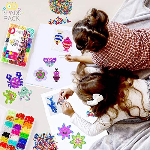 BeadsPack Fuse Beads Kits - 24 Color - 4200 Crafting Melting Bead - 5 mm Pegboards - Beads for Kids Crafts