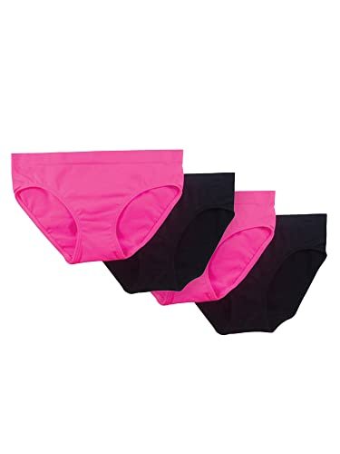 Fruit Of The Loom Girls' Seamless Bikini Brief, 2-Pack, Neon Pink/Black Hue  4-Pack, Xl - Imported Products from USA - iBhejo