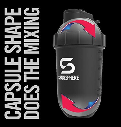 ShakeSphere Tumbler: Protein Shaker Bottle, 24oz Matte Black with Black Logo