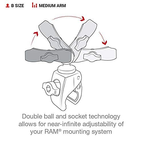 RAM MOUNTS X-Grip Small Phone Mount with RAM Tough-Claw Small Clamp Base  RAM-B-400-HOL-UN7BU with Medium Arm for Motorcycle, ATV/UTV, Bike