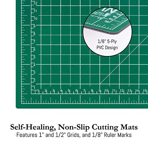 WA Portman Self Healing Cutting Mat and Rotary Cutter Set - 12x18 Inch  Rotary Cutter Mat - 45mm Rotary Cutter and Mat - 5 Extra Rotary Fabric  Cutter