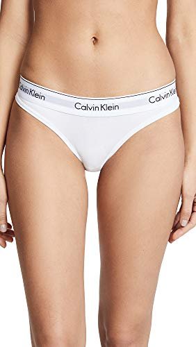 Calvin Klein Women'S Modern Cotton Stretch Thong Panties, White, X