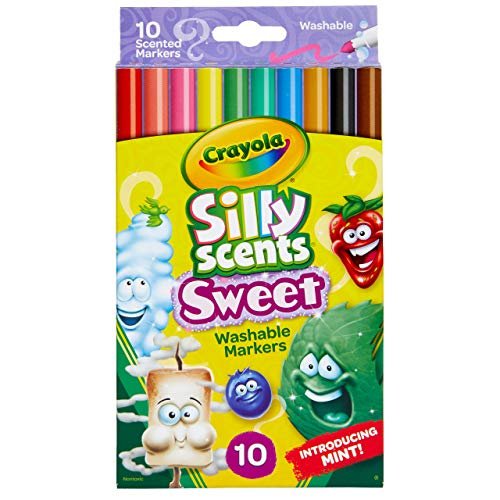 Crayola Silly Scents Washable Scented Markers, 10 Count, Gift for Kids