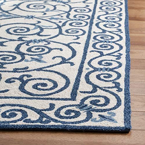 Safavieh Chelsea Collection Area Rug - 4' Round, Ivory & Dark Brown, Hand- Hooked French Country Wool, Ideal For High Traffic Areas In Living Room, Be  - Imported Products from USA - iBhejo