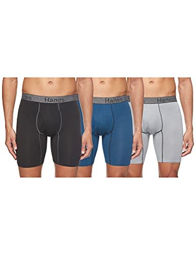 Hanes Men'S Underwear Boxer Briefs Pack, Moisture-Wicking Stretch