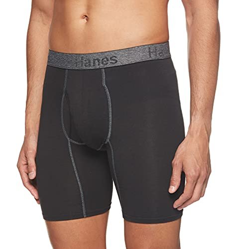 Hanes Men's Large Black/Gray Comfort Flex Fit Long Leg Boxer Briefs 3 Pack  NWT