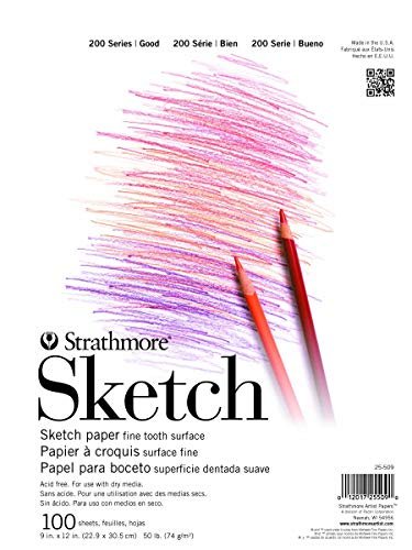 Strathmore 200 Series Sketchbook, Tape Bound Pad, 9X12 Inches, 100 Sheets  (50Lb/74G) - Artist Paper For Adults And Students - Graphite, Charcoal, Pen  - Imported Products from USA - iBhejo