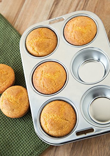 Fox Run 4867 Muffin Pan, 6 Cup, Stainless Steel