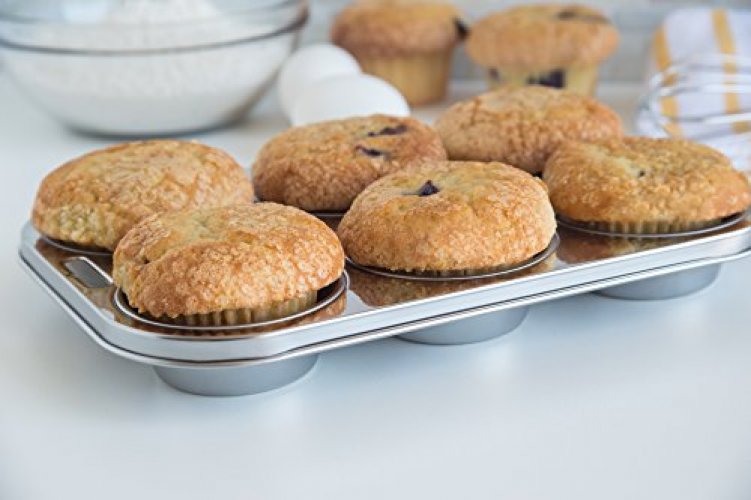 Fox Run 12-Cup Muffin and Cupcake Baking Pan, 10.5 x 13.75 x 1.25 inches,  Silver