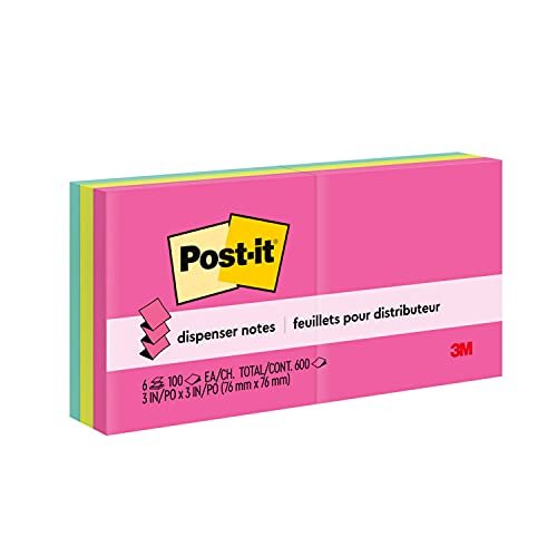  Post-it Super Sticky Notes, 3x3 in, 5 Pads, 2x the