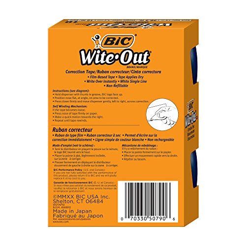 Bic Wite-Out Brand Ez Correct Correction Tape, 39.3 Feet, 10-Count