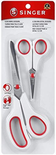 Singer 3404 Scissors, 1-Pack, Red & White