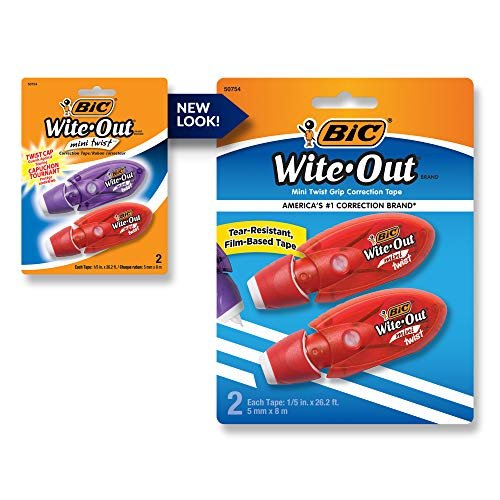 BIC Wite-Out Brand Mini White Correction Tape, 12-Pack for School Supplies  