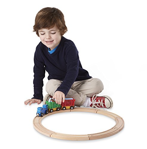 melissa and doug wooden farm animal train set