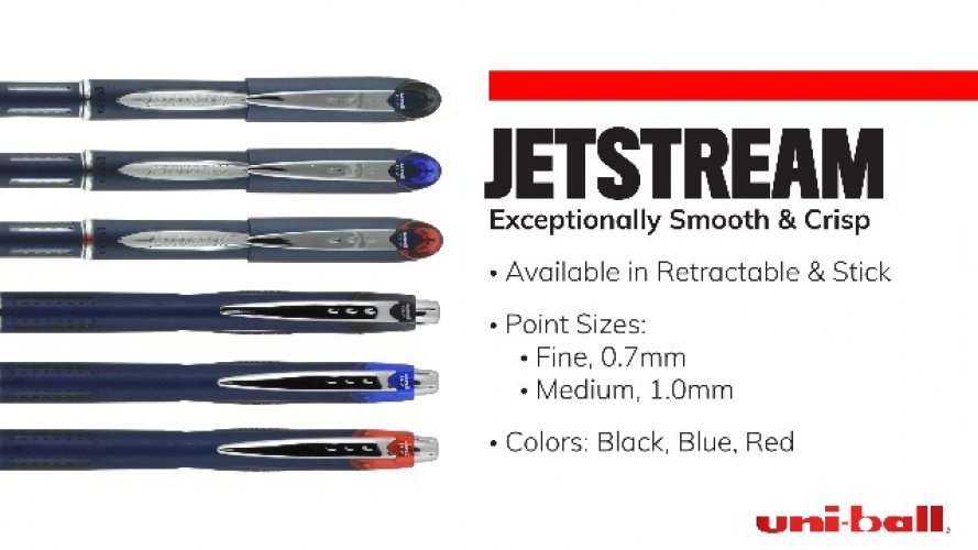 Uniball Jetstream RT 3 Pack, 1.0mm Medium Black, Wirecutter Best Pen,  Ballpoint Pens, Ballpoint Ink Pens, Office Supplies, Pens, Ballpoint Pen,  Colored Pens, Fine Point, Smooth Writing Pens