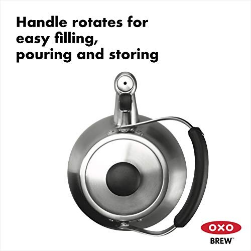 OXO Good Grips 1.7 qt Classic Tea Kettle, Brushed Stainless Steel