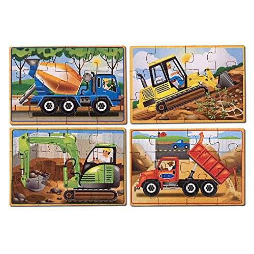 Melissa & Doug Construction Vehicles 4-In-1 Wooden Jigsaw Puzzles In A Box (48  Pcs) - Fsc-Certified Materials - Imported Products from USA - iBhejo