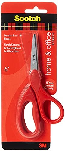 Scotch Household Scissor, 8-Inches Red Handle Light Duty Cutting Stainless  Steel