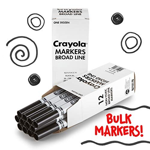 Crayola Broad Line Markers - Black (12Ct), Markers For Kids, Bulk School  Supplies For Teachers, Nontoxic, Marker Refill With Reusable Box - Imported  Products from USA - iBhejo