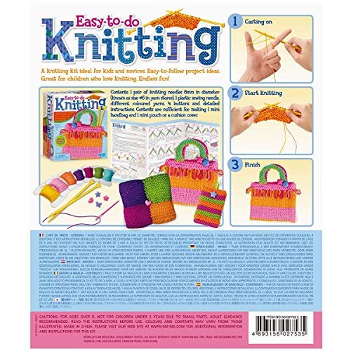 4M Easy-To-Do Knitting Art Kit (3593), White Pink - Imported