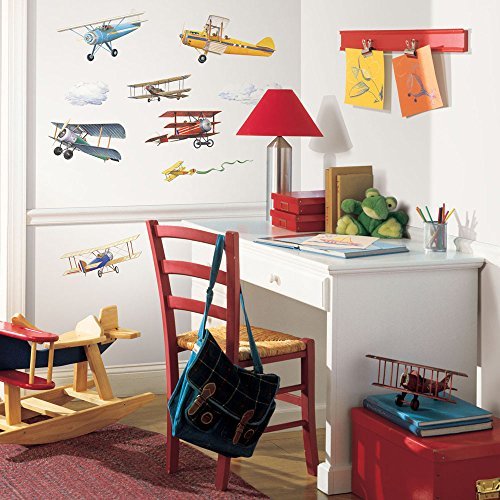 RoomMates RMK1197SCS Vintage Planes Peel Stick Wall Decals 22 Count for sale online 