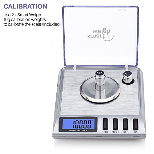 Smart Weigh GEM20-20g x 0.001 grams, High Precision Digital Milligram  Jewelry Scale, Reloading, Jewelry and Gems Scale, Calibration Weights and