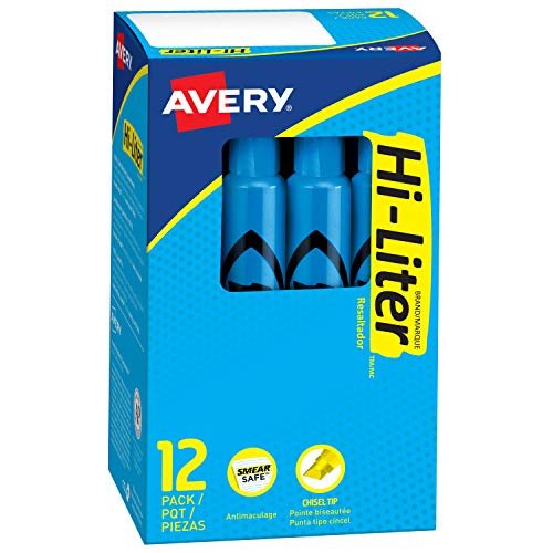 Avery Hi-Liter Desk-Style Highlighters, Smear Safe Ink, Chisel Tip