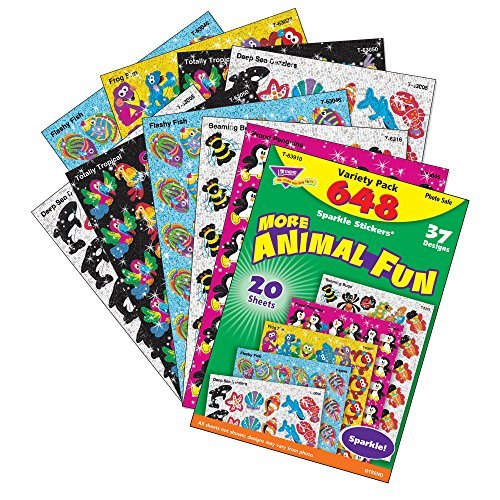 Trend Enterprises Animal Fun Sparkle Sticker Variety Pack - Pack