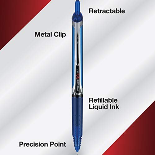 Pilot Precise V5 Rt Refillable & Retractable Liquid Ink Rolling Ball Pens,  Extra Fine Point (0.5Mm) Blue Ink, 12-Pack (26063) - Imported Products from  USA - iBhejo